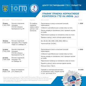 График приема нормативов ГТО в июне 2025 г.